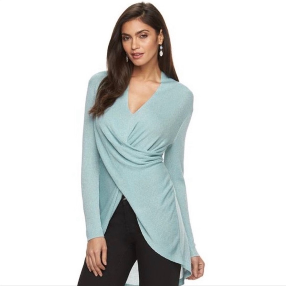 Jennifer Lopez Twist Front Wrap Sweater Knit